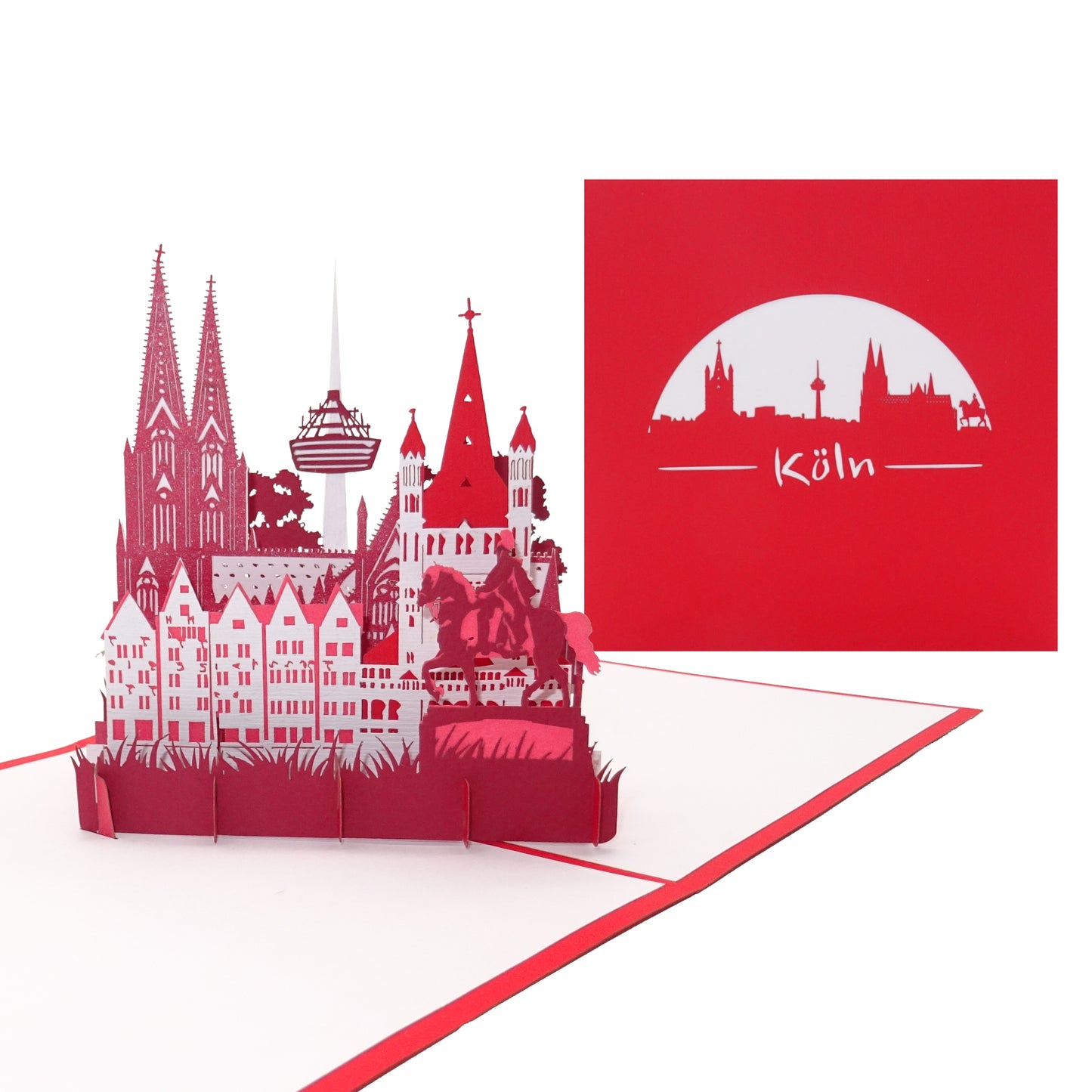 Pop-Up Karte "Köln - Skyline mit Kölner Dom“ 3D Postkarte als Einladung & Souvenir