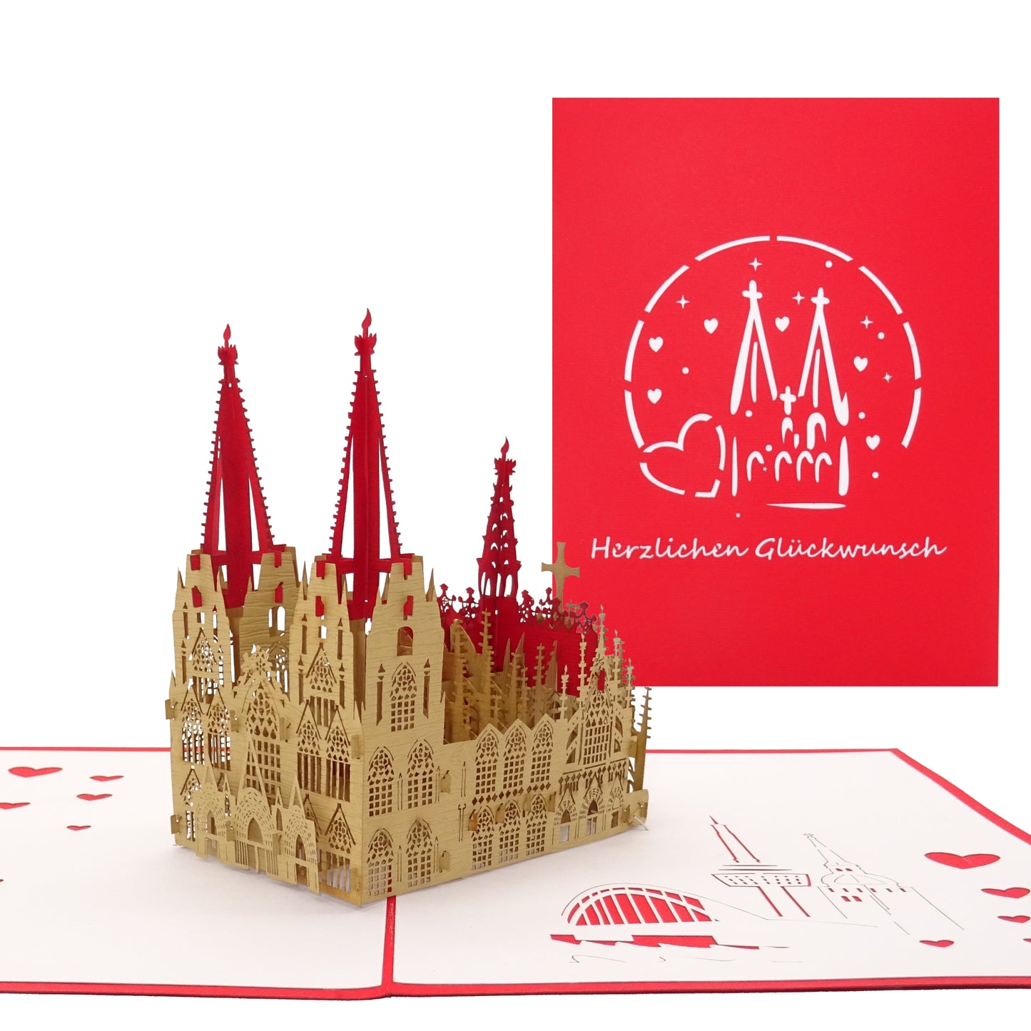 Pop Up Karte "Kölner Dom - Herzlichen Glückwunsch" 3D Geburtstagskarte Köln