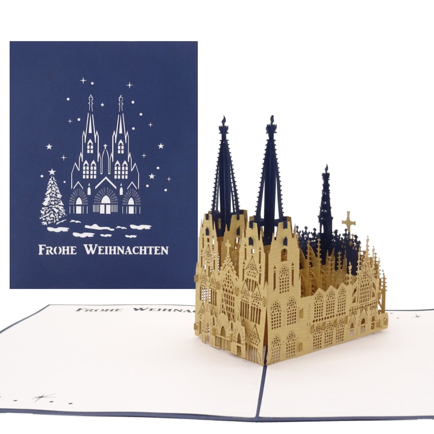 3D Weihnachtskarte "Kölner Dom - Frohe Weihnachten" Einladung & Gutschein Köln