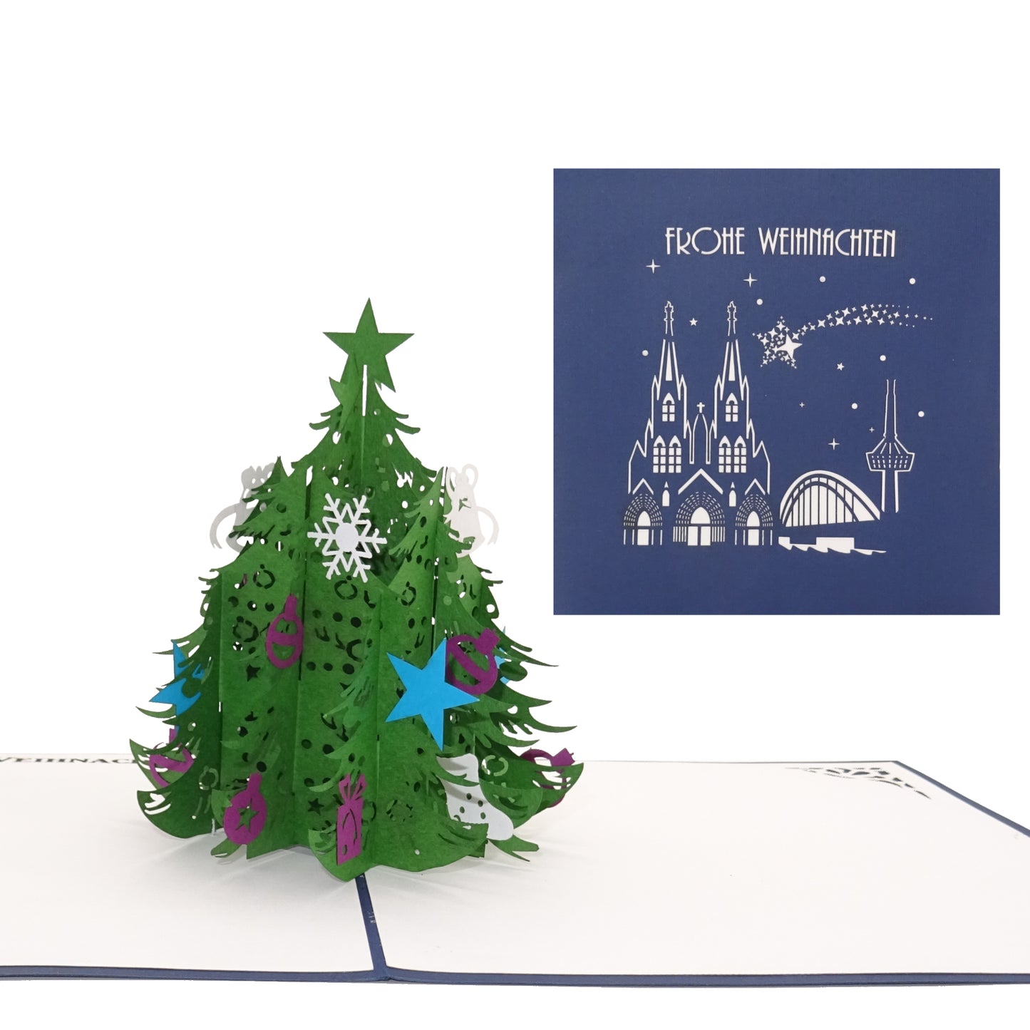 3D Weihnachtskarte "Köln - Tannenbaum" Pop Up Karte mit Umschlag zu Weihnachten