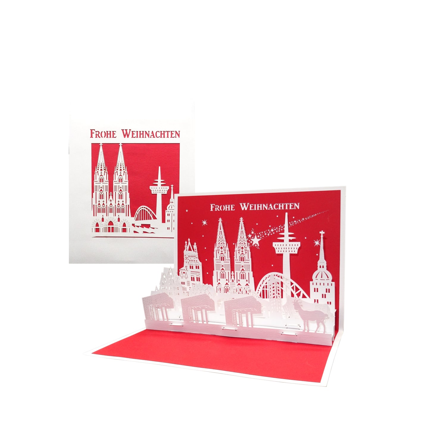 3D Karte "Köln Panorama - Frohe Weihnachten" - Weihnachtskarte mit Umschlag
