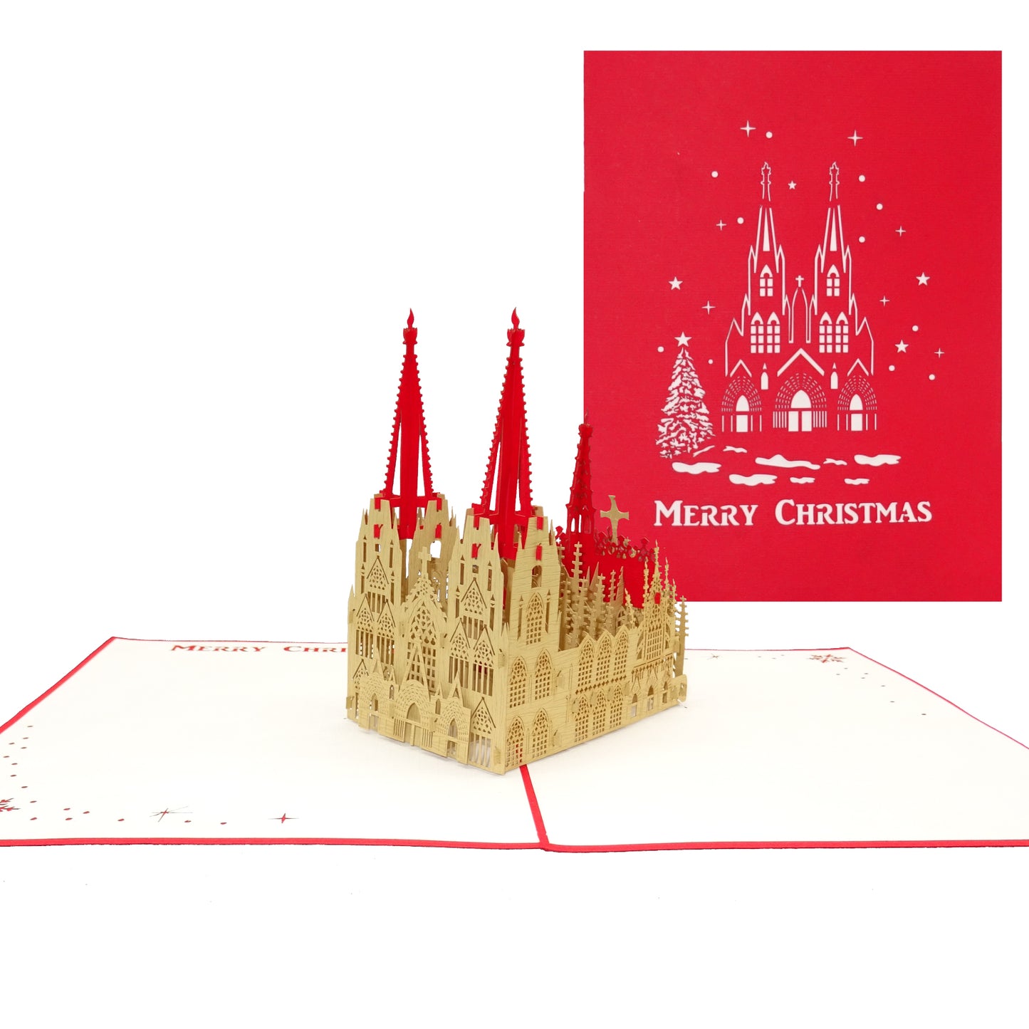 Pop Up Karte "Kölner Dom - Merry Christmas" 3D Weihnachtskarte aus Köln