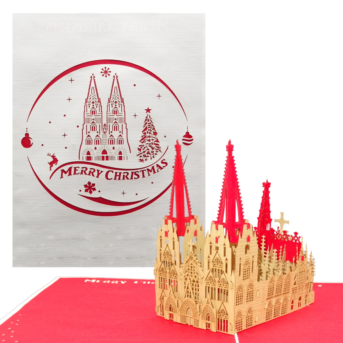 Pop Up Karte "Kölner Dom - Weihnachten" 3D Weihnachtskarte, Einladungskarte Köln