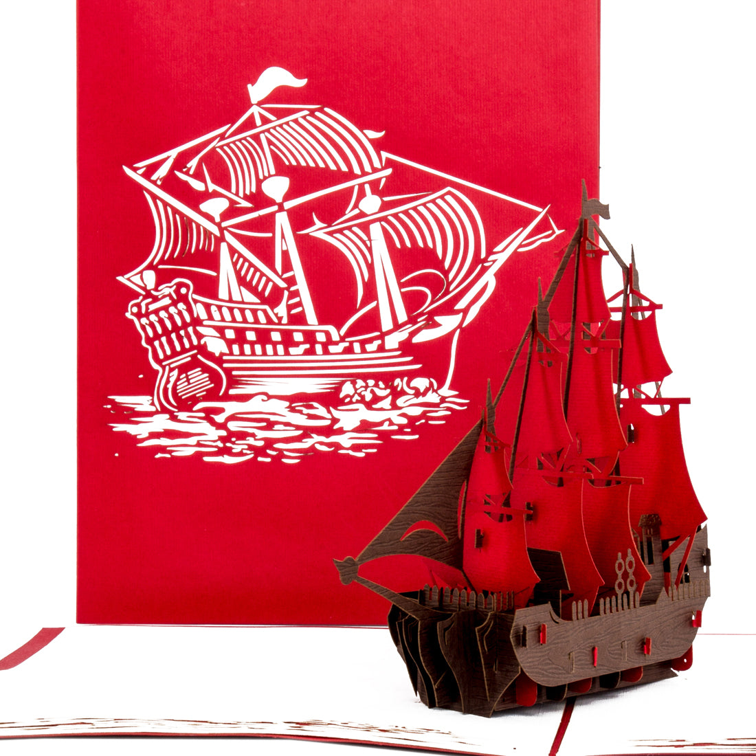 Maritime Pop Up Karte "Schiff - Viermaster" - Glückwunschkarte mit Umschlag