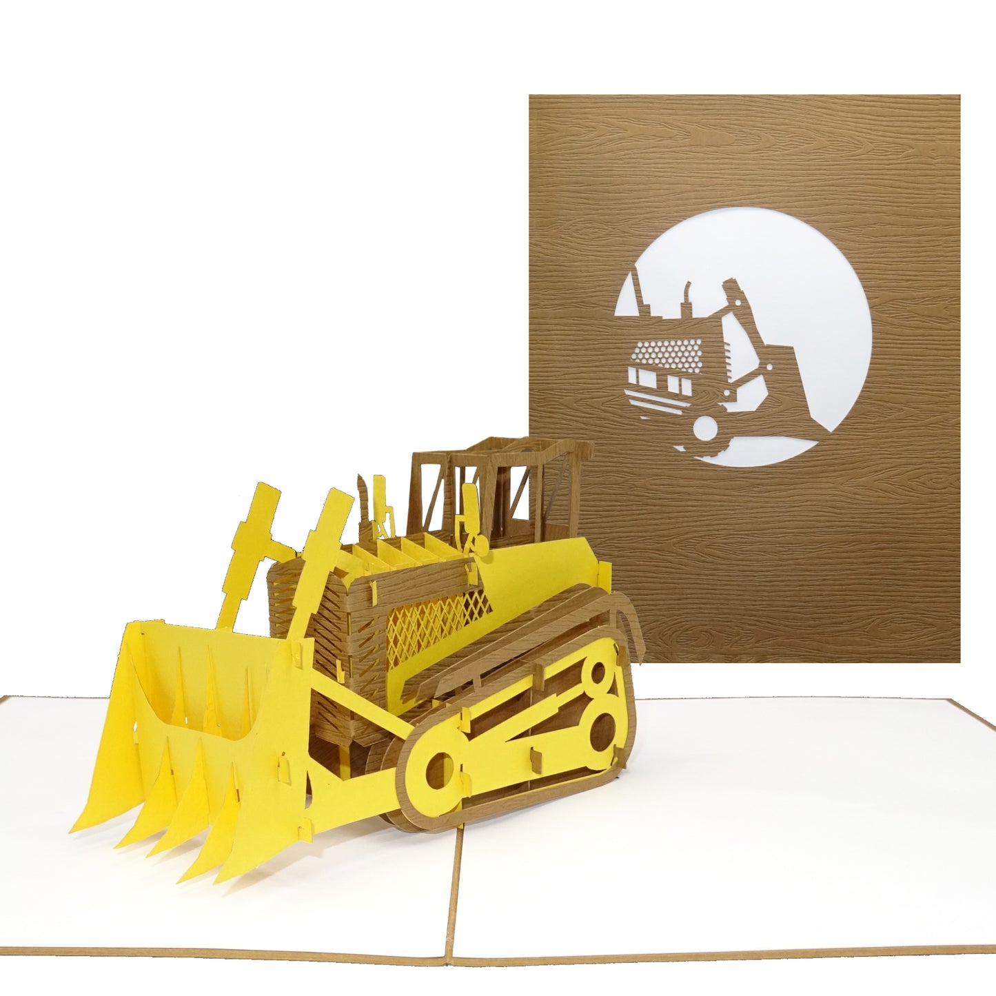 Pop Up Karte "Planierraupe - Bulldozer“ 3D Geburtstagkarte & Geschenkgutschein