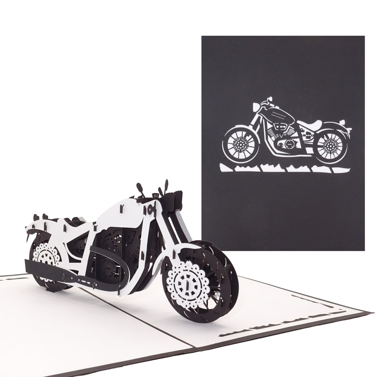 Pop Up Karte "Motorrad" 3D Postkarte - Geburtstagskarte Biker Geschenkidee Route 66