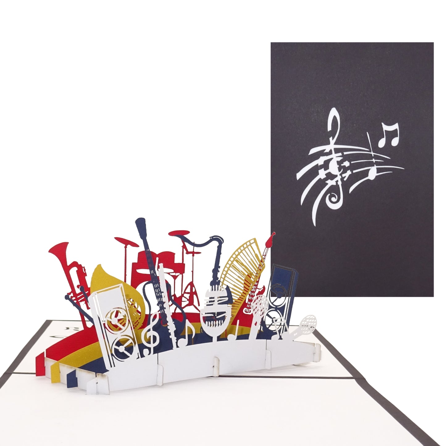 Pop Up Karte "Orchester Instrumente" 3D Geburtstagskarte, Einladung & Gutschein