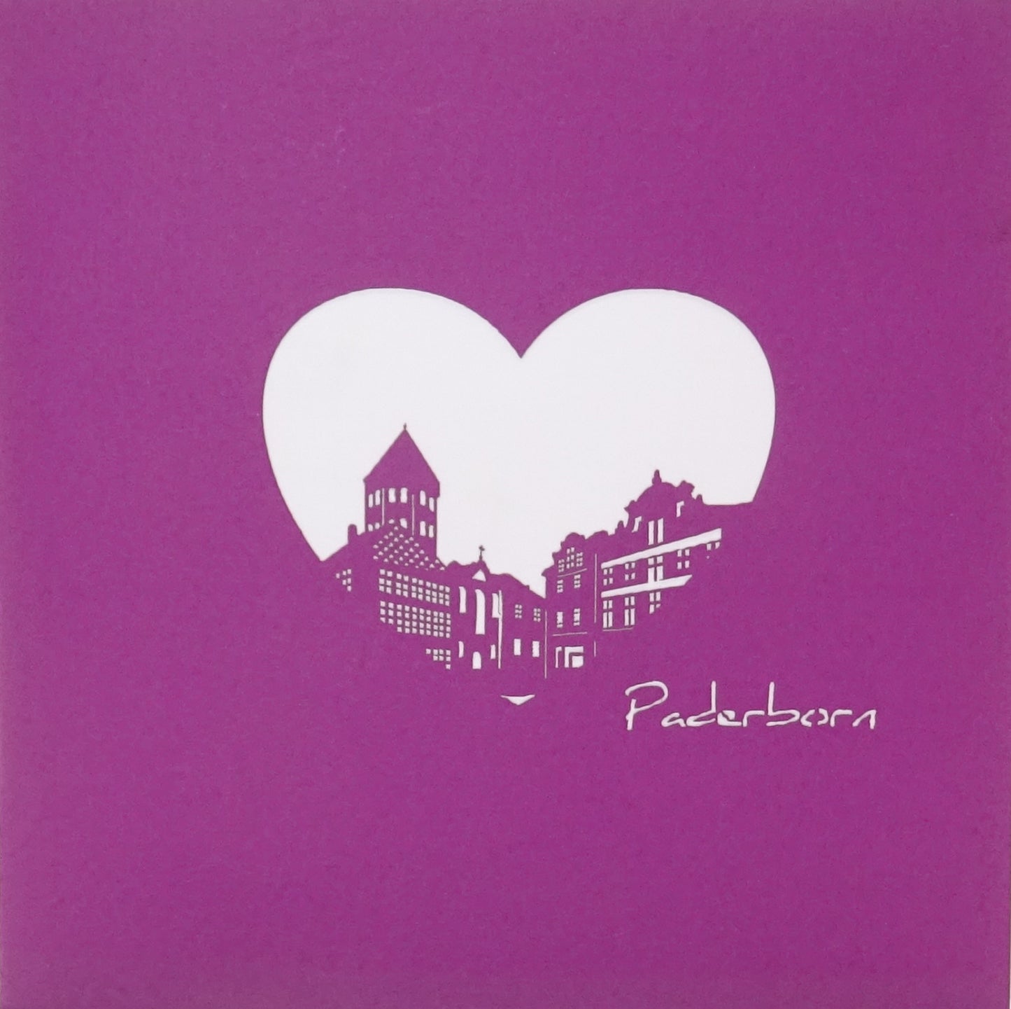 Pop-Up Karte „Paderborn - Skyline mit Paderborner Dom“, 3D Grußkarte, Souvenir, Reisegutschein