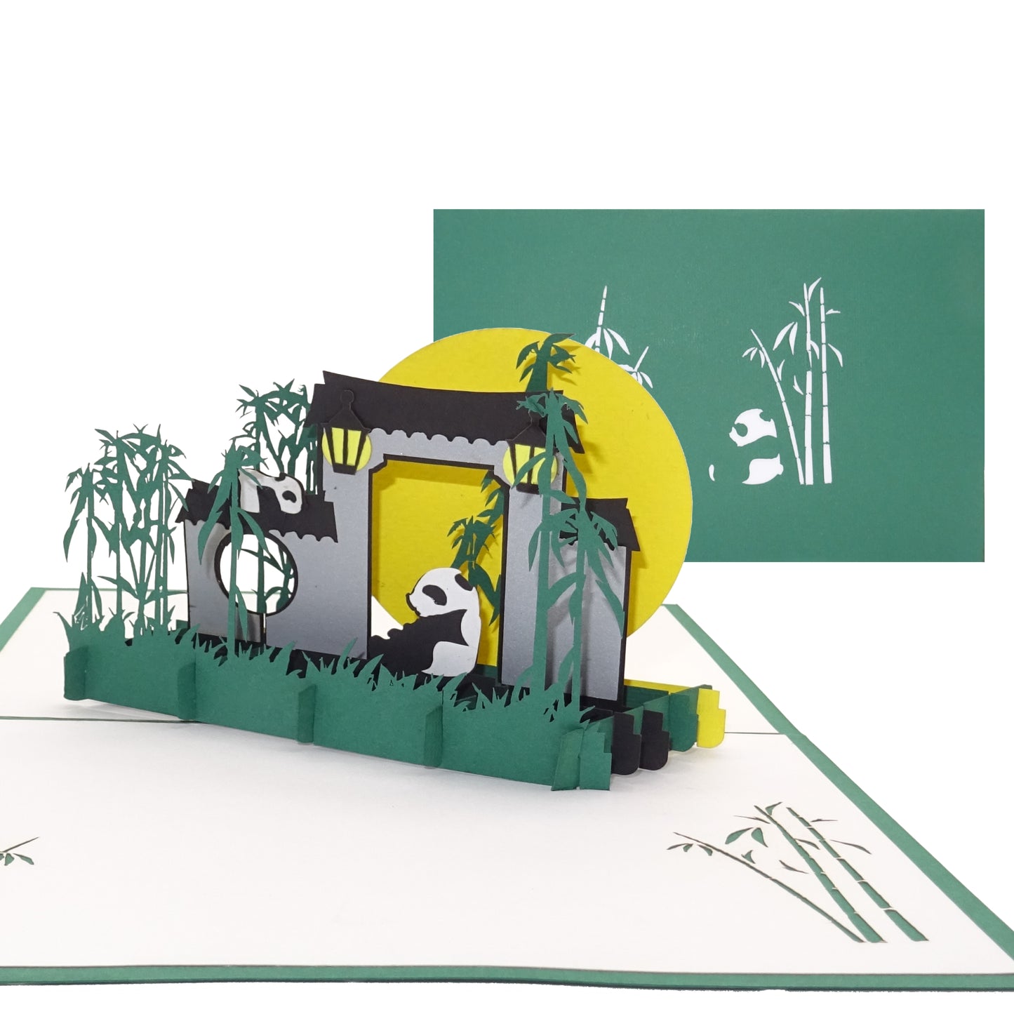 Pop Up Karte "Panda" - 3D Geburtstagskarte, Pandas Einladungskarte in den Zoo