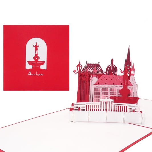 Pop-Up Karte „Aachen - Skyline mit Aachener Dom“ 3D Geburtstagskarte, Gutschein & Souvenir
