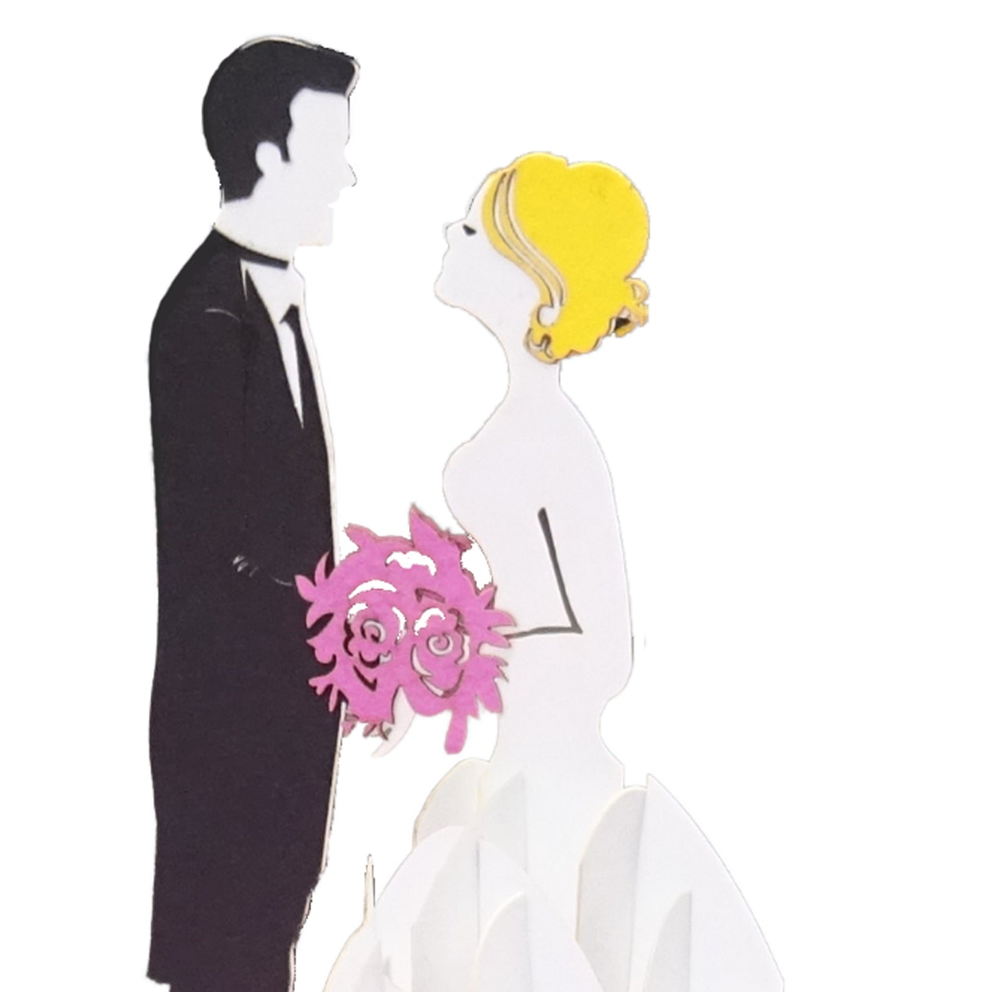 Pop Up Karte "Brautpaar" 3D Hochzeitskarte Pink Einladungskarte mit Umschlag