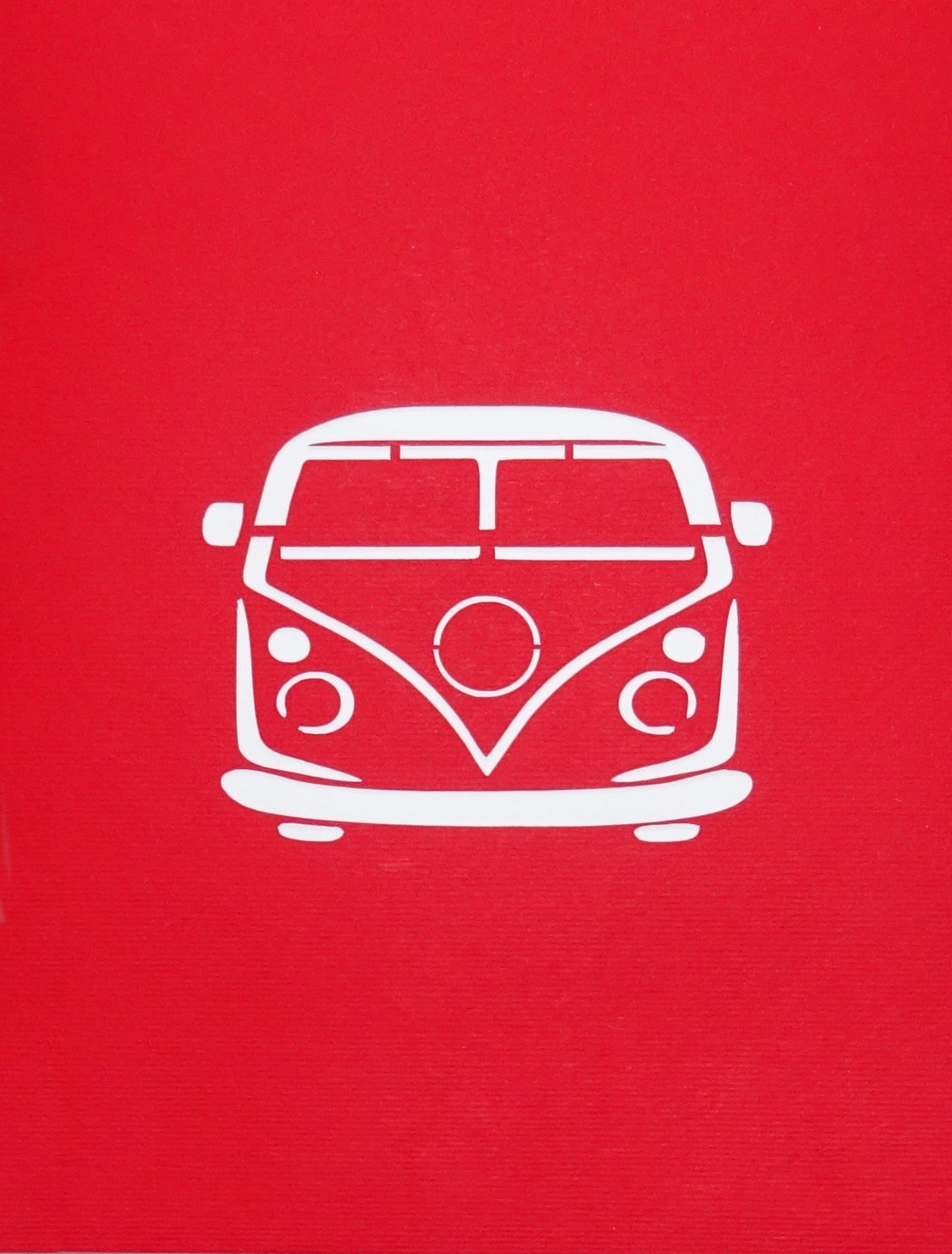 Pop Up Karte "Minibus Rot“ 3D Geburtstagskarte, Glückwunschkarte & Einladung Bus