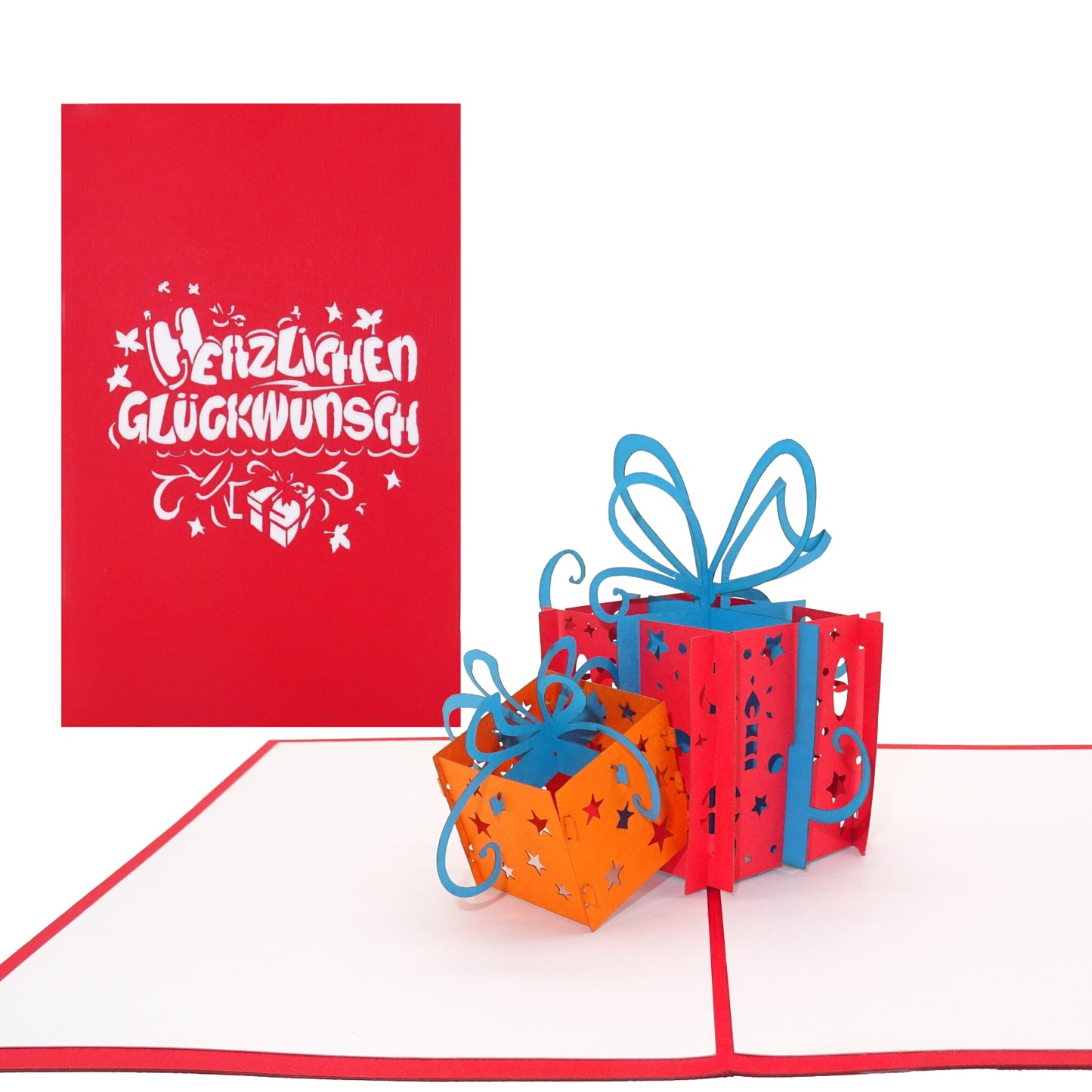 Pop Up Karte "Bunte Geschenke" 3D Geburtstagskarte, Glückwunschkarte