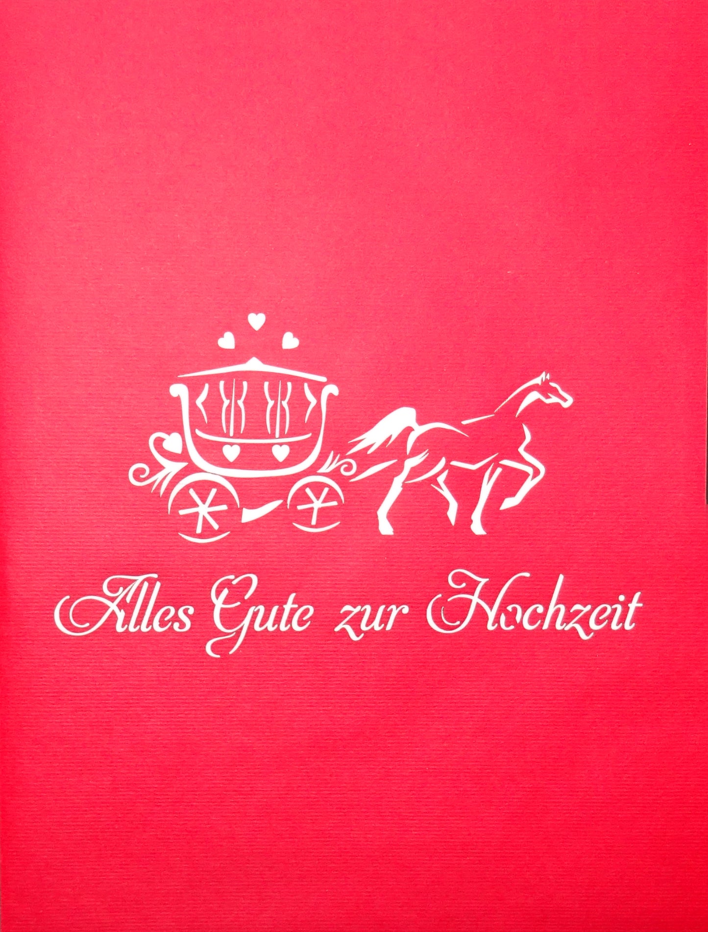 Pop Up Karte "Kutsche - Alles Gute zur Hochzeit" - große 3D Hochzeitskartee zur Hochzeit