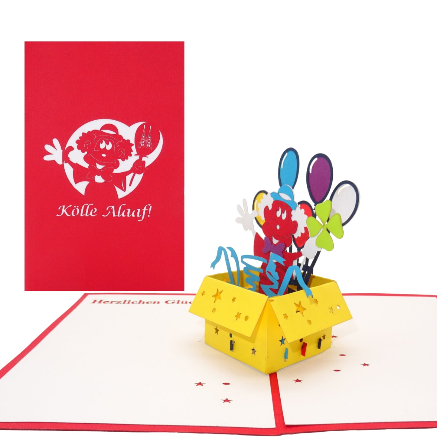 Pop Up Karte "Kölle Alaaf!" 3D Grußkarte Kölner Karneval Einladungskarte Köln
