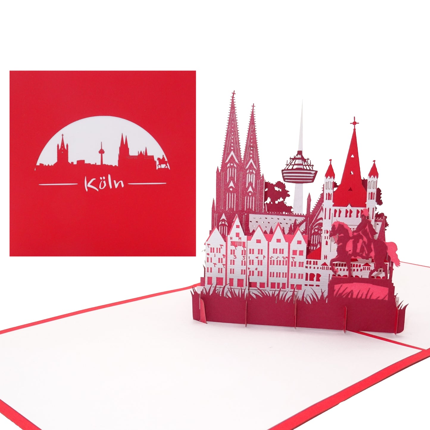 Pop-Up Karte "Köln - Skyline mit Kölner Dom“ 3D Postkarte als Einladung & Souvenir