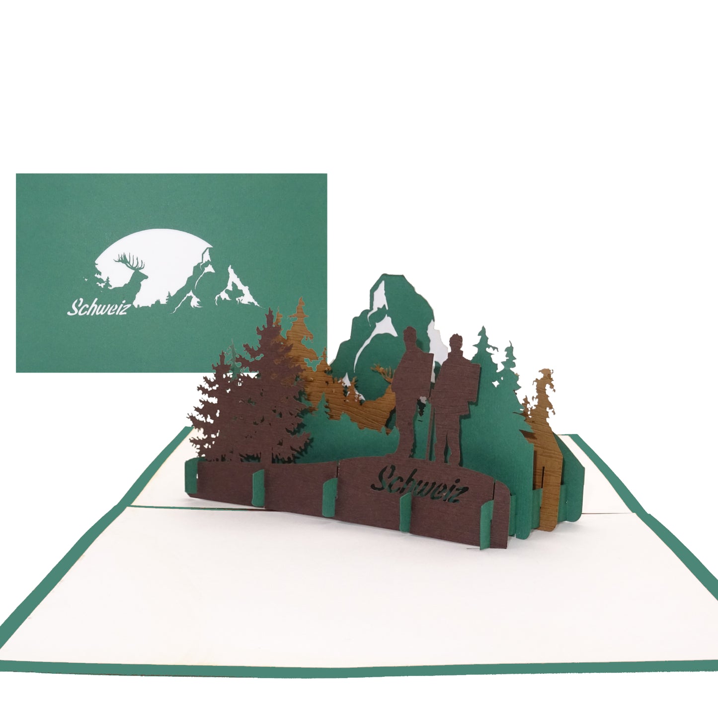 Pop Up Karte „Panorama Schweizer Alpen & Matterhorn“ 3D Grußkarte & Einladung