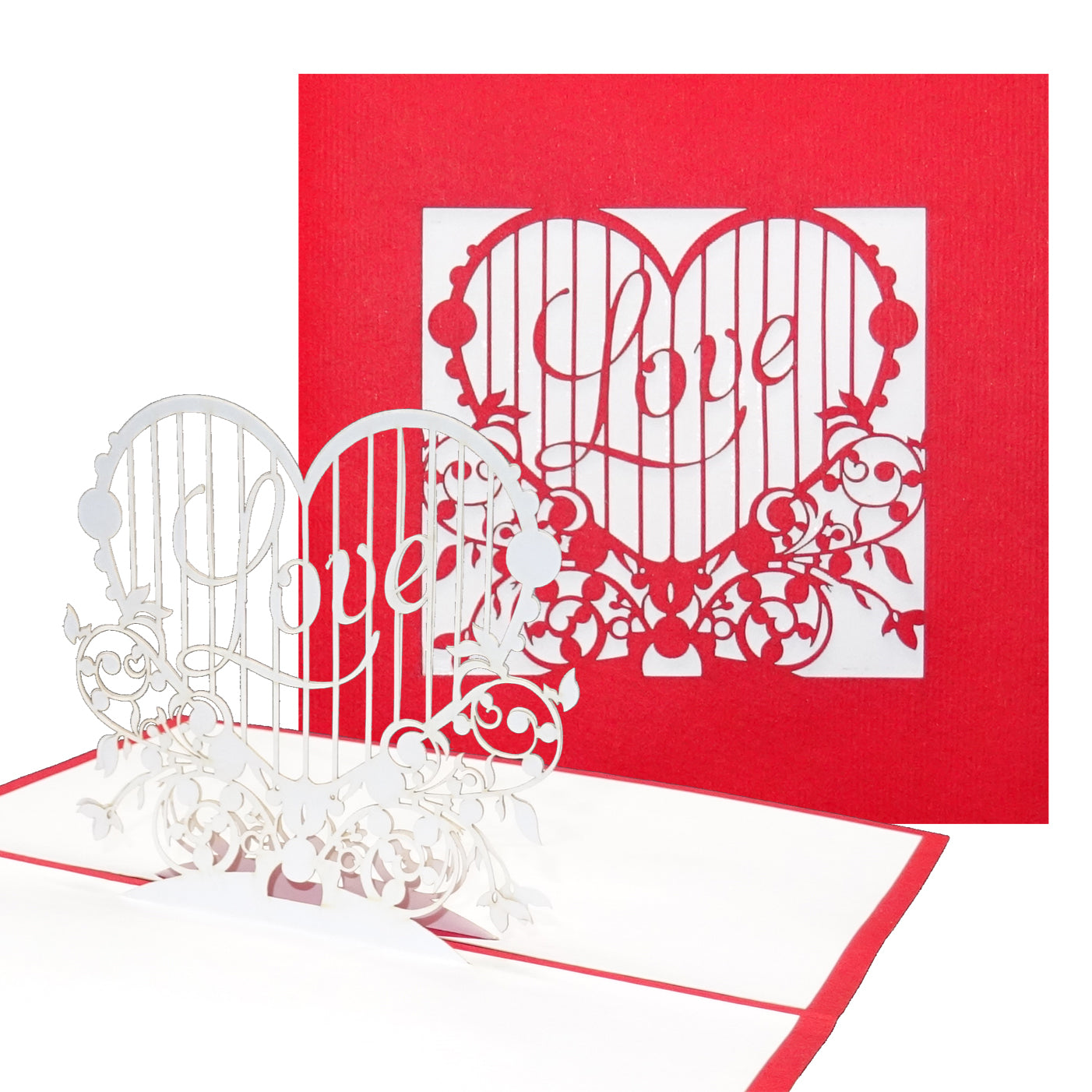 Pop Up Karte "Love Heart" - Valentinskarte, Liebesgruß, Jahrestag