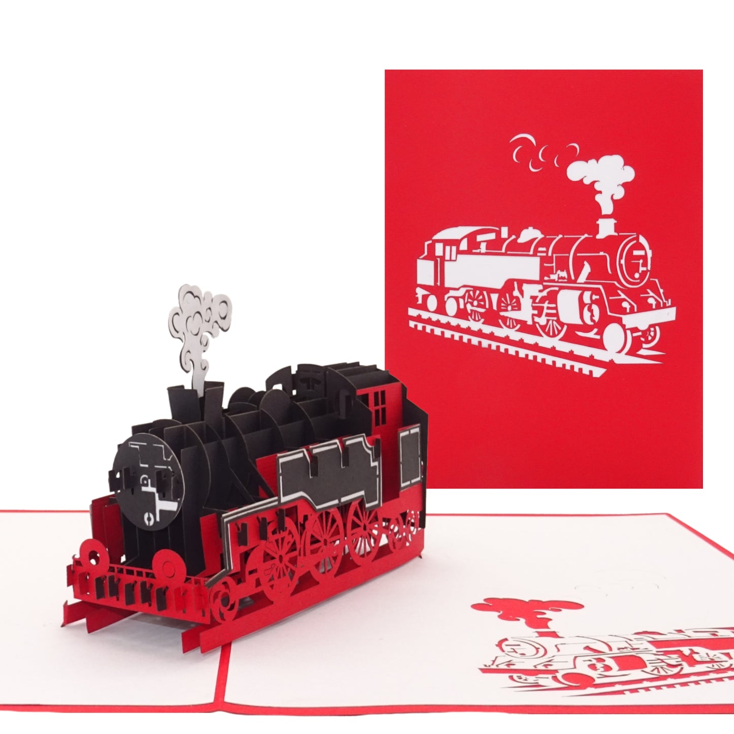 Pop Up Karte "Lokomotive" 3D Geburtstagskarte Eisenbahn Einladung & Geschenk
