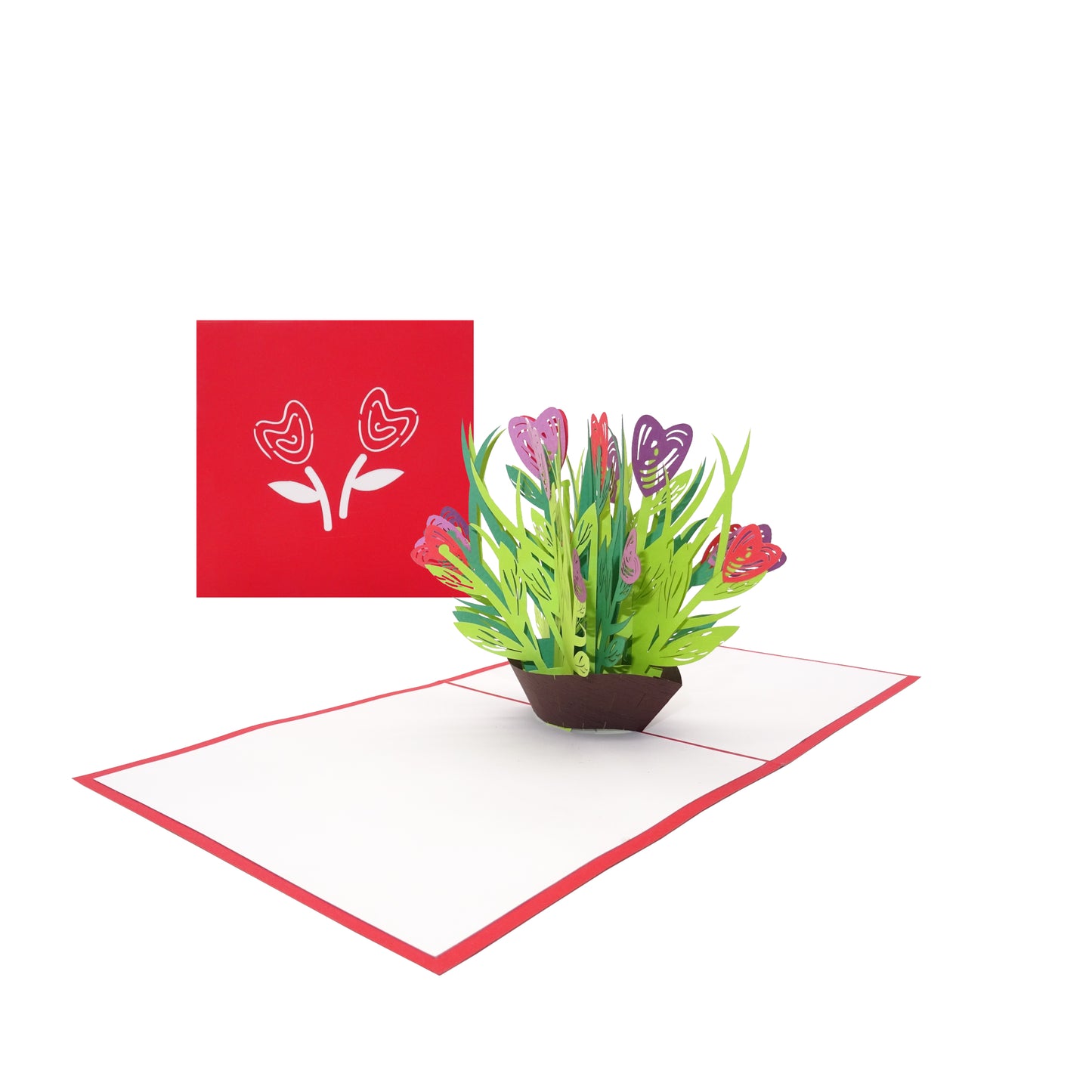 Pop Up Karte "Bunte Blumen" - 3D Geburtstagskarte & Valentinskarte