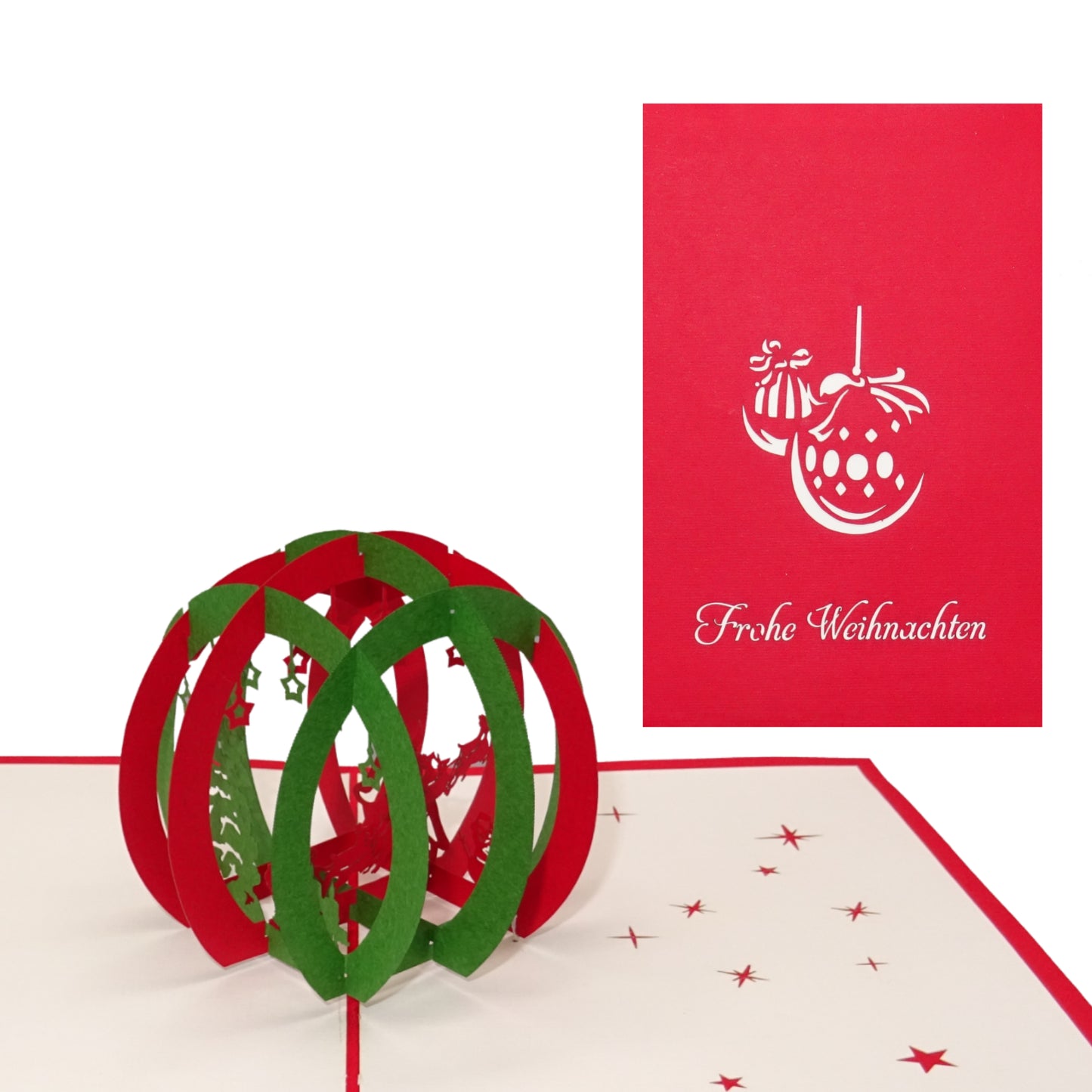 3D Weihnachtskarte "Weihnachtskugel" - filigrane Pop Up Karte zu Weihnachten