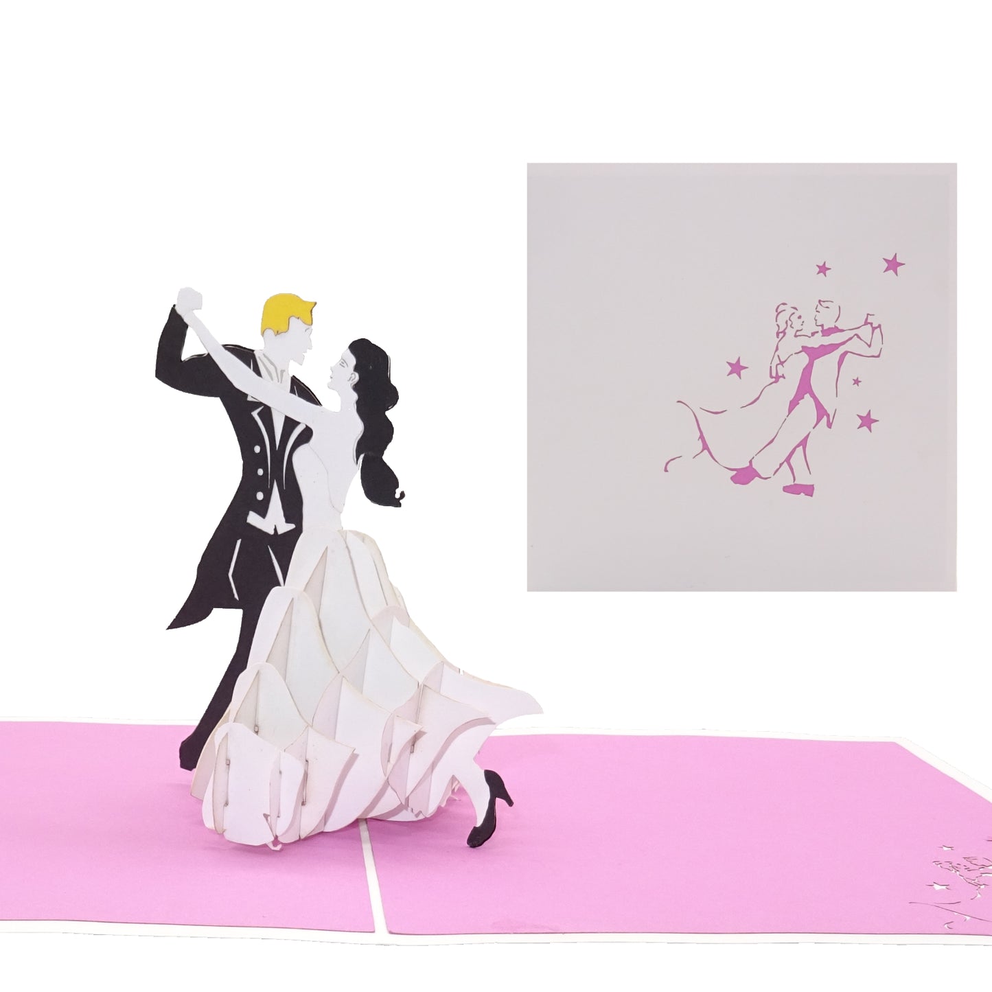 Pop Up Karte "Tanzpaar - Brautpaar" 3D Hochzeitskarte, Einladung Tanzen Tanzkurs