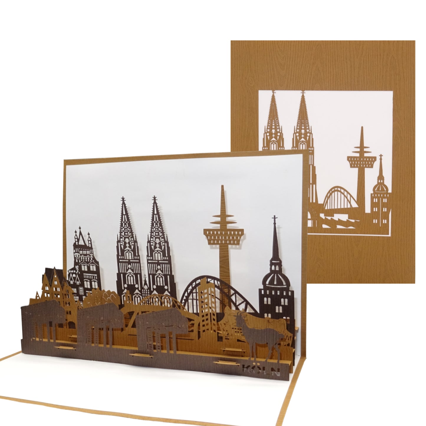 Pop Up Karte "Kölner Skyline" 3D Grußkarte, Gutschein, Deko & Köln Souvenir