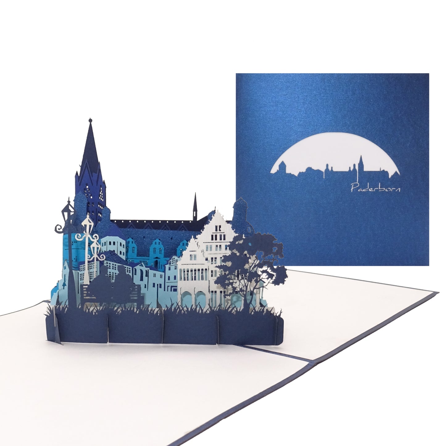 Pop Up Karte "Paderborn – Panorama mit Paderborner Dom“ 3D Grußkarte & Souvenir