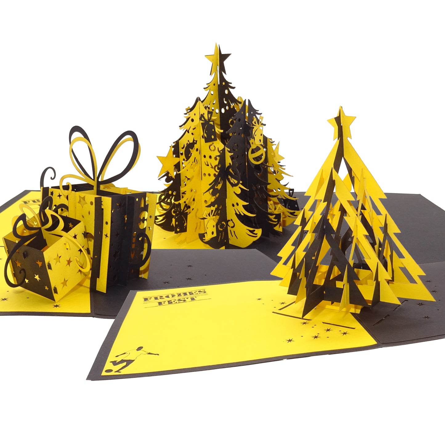 Pop Up Weihnachtskarten im 3er Set: "Dortmund Weihnachten in Schwarz & Gelb"
