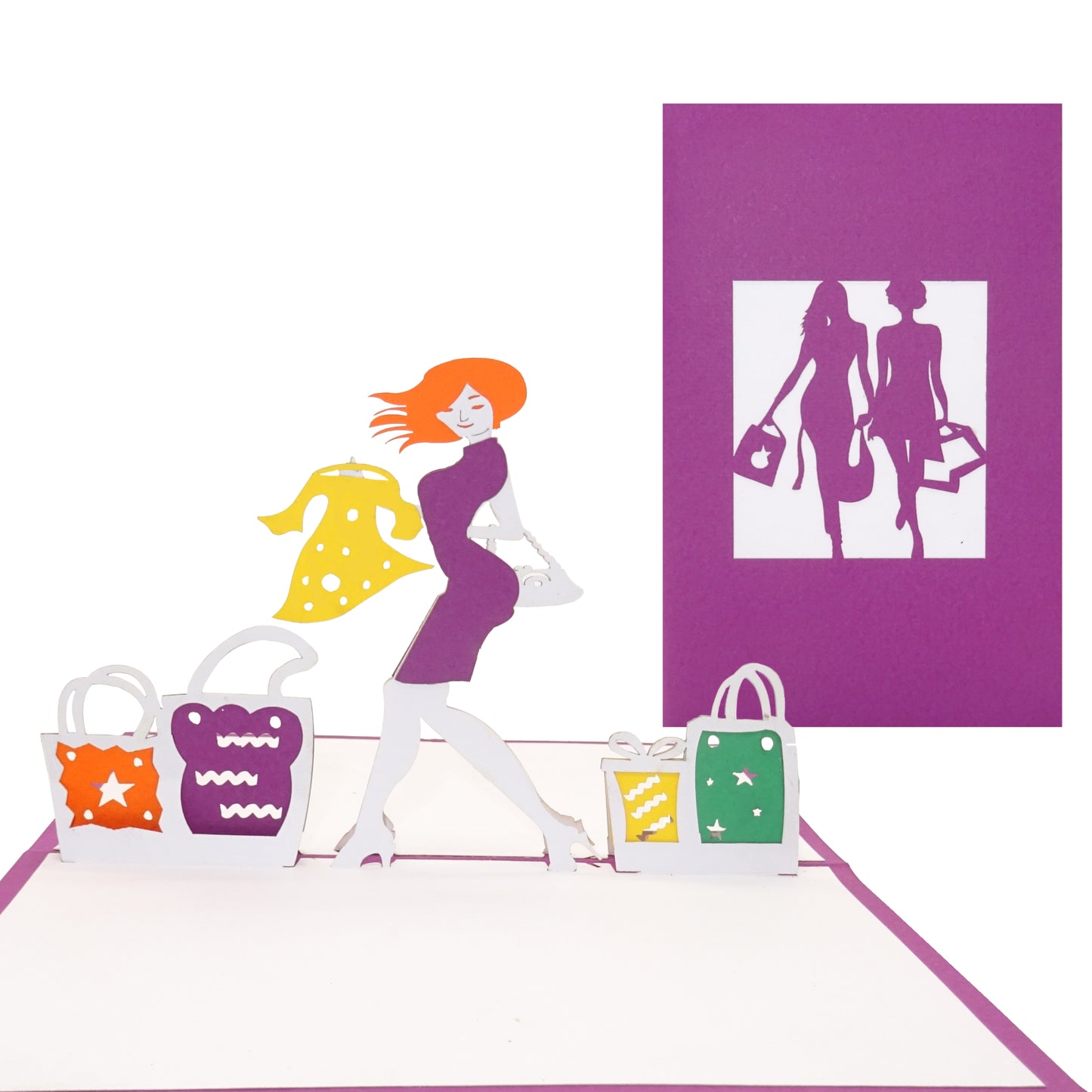 Pop Up Karte "Shopping" 3D Geburtstagskarte, Einkaufsgutschein, Gutschein Mädchen
