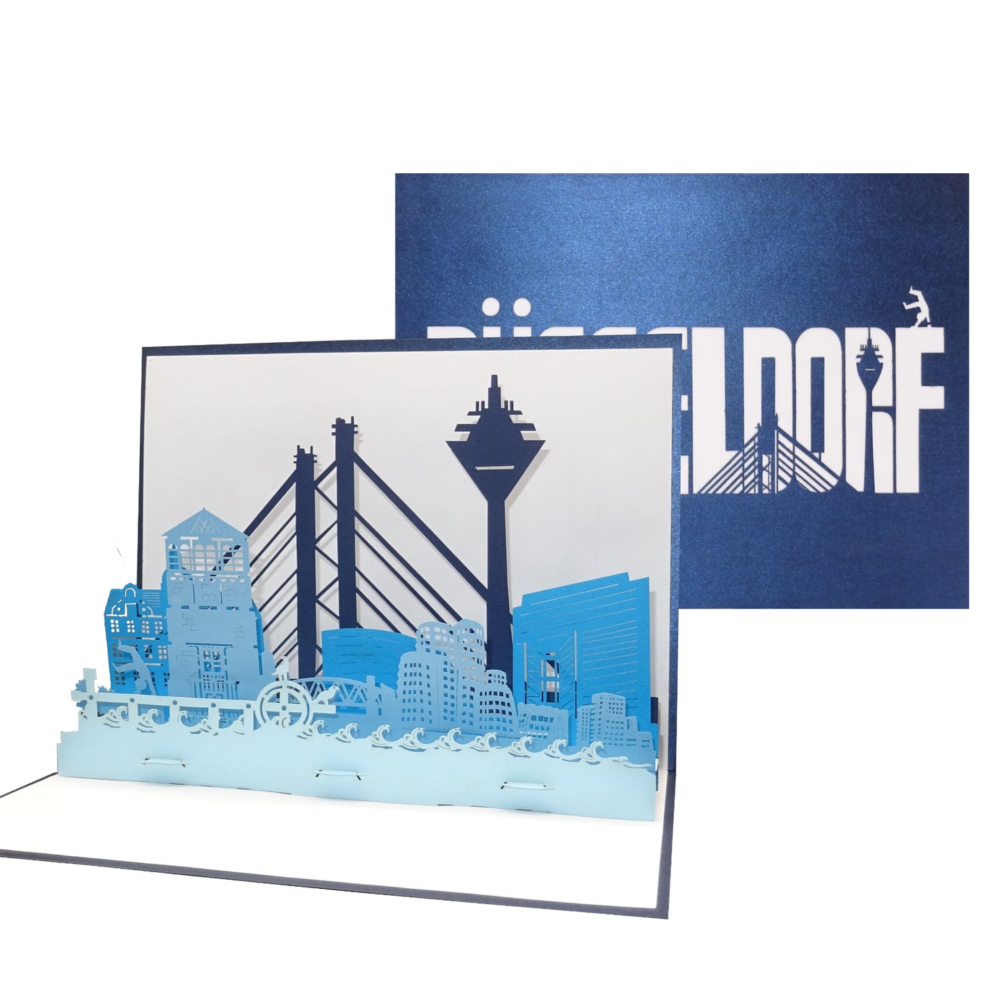 Pop Up Karte "Düsseldorf Panorama“ Souvenir, Einladung, Gutschein & 3D Postkarte
