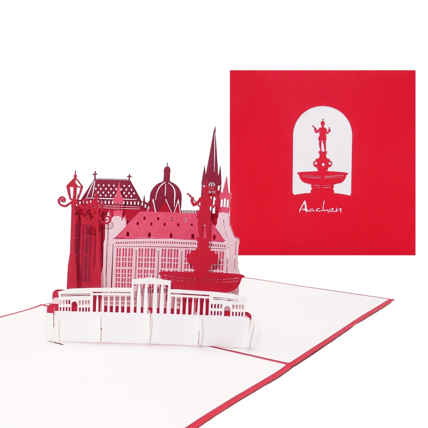 Pop-Up Karte „Aachen - Skyline mit Aachener Dom“ 3D Geburtstagskarte, Gutschein & Souvenir