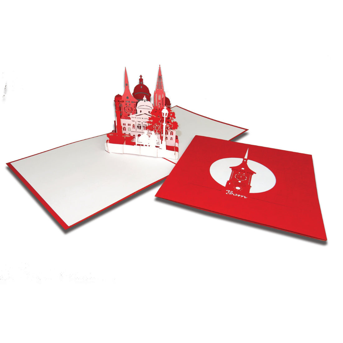 Pop-Up Karte „Bern - Skyline mit Berner Münster“ 3D Postkarte - Grußkarte, Souvenir & Reisegutschein