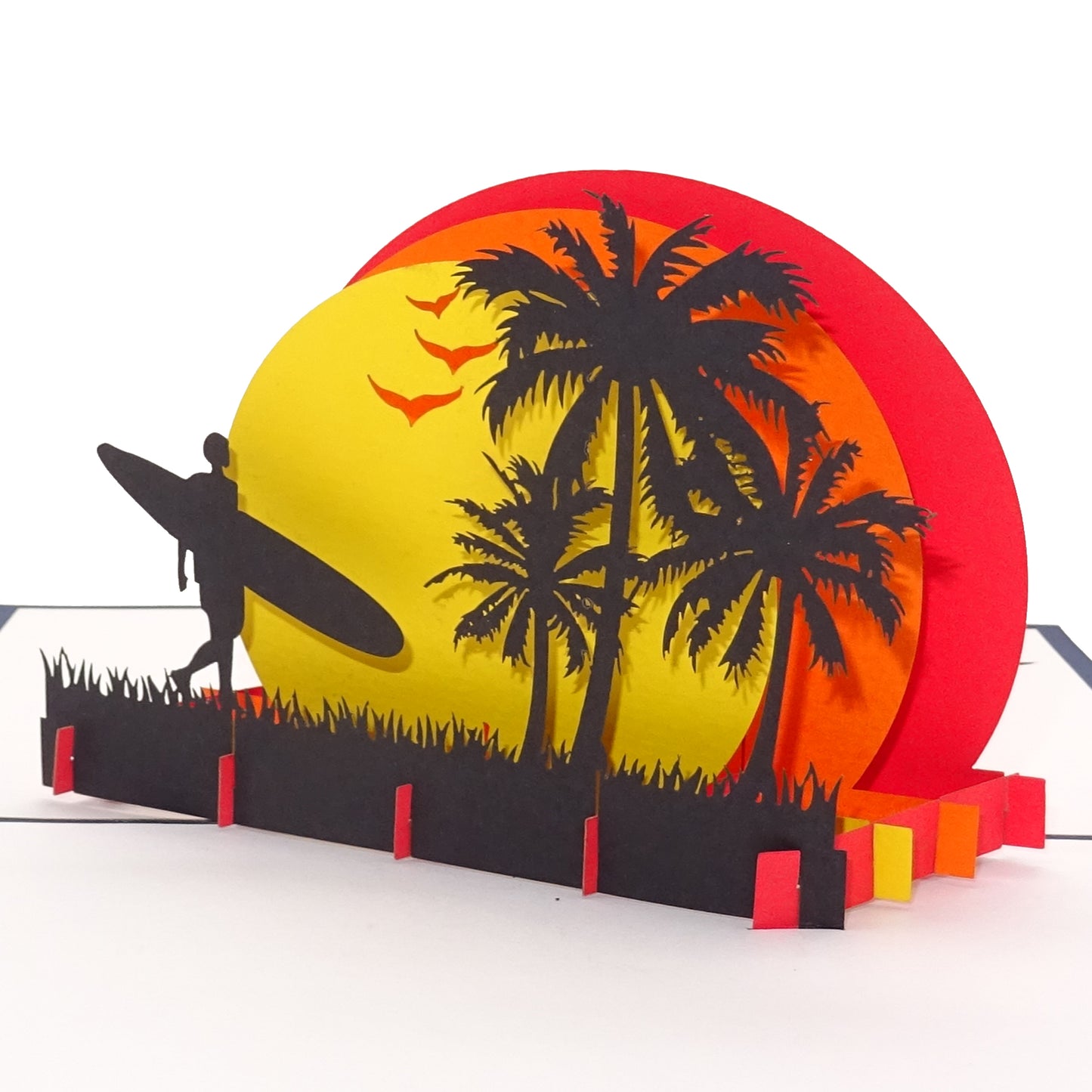 Pop Up Karte "Surfer & Surfbrett" 3D Geburtstagskarte, Gutschein & Einladung Surfen Surfkurs