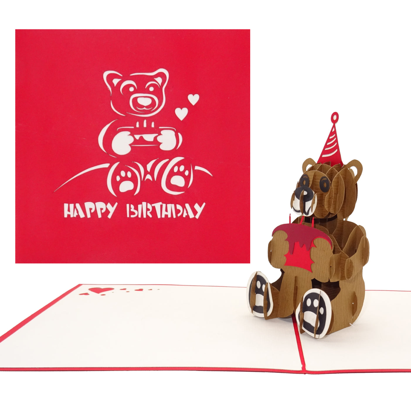 Pop Up Karte "Happy Birthday - Teddy Bear" 3D Geburtstagskarte, Glückwunschkarte