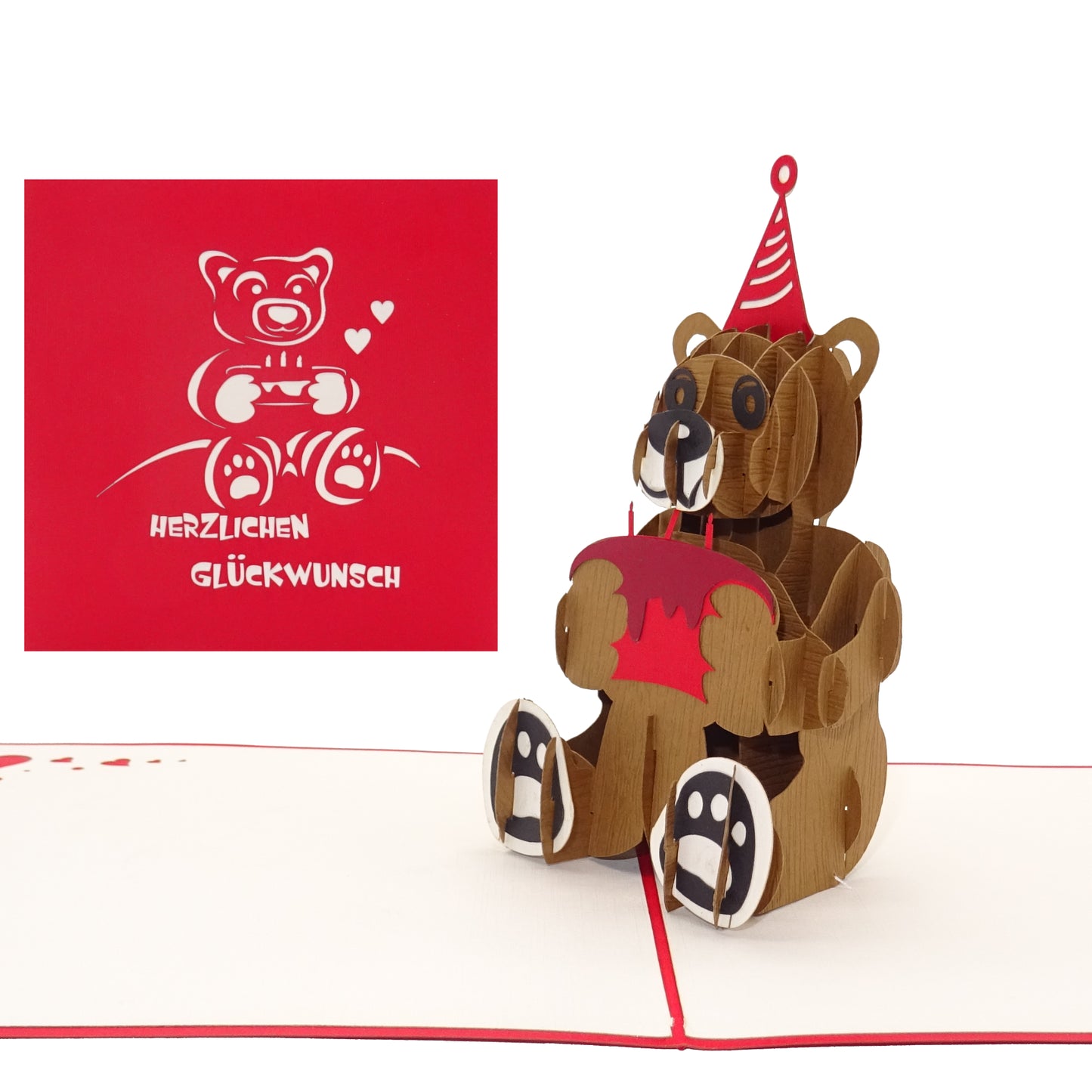 Pop Up Karte "Teddy" - Geburtstagskarte, Glückwunschkarte zum Geburtstag