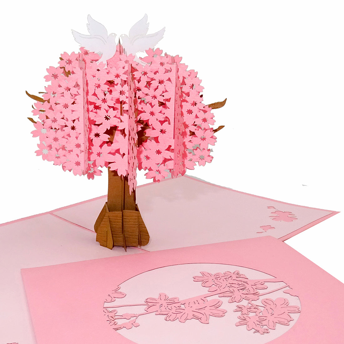 Pop Up Karte "Kirschblüte - Kirschbaum" - Hochzeitskarte in Pink & 3D Valentinskarte