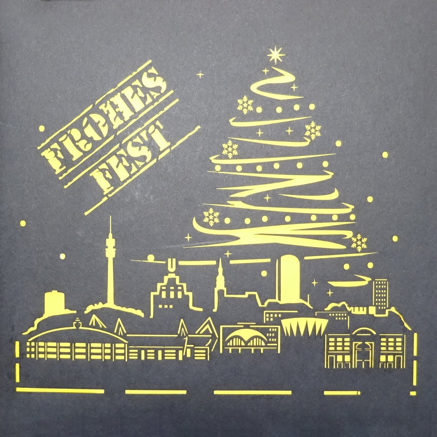 Pop-Up Weihnachtskarte "Dortmund - Weihnachten in schwarz-gelb" für Fussballfans von z.B. Dortmund
