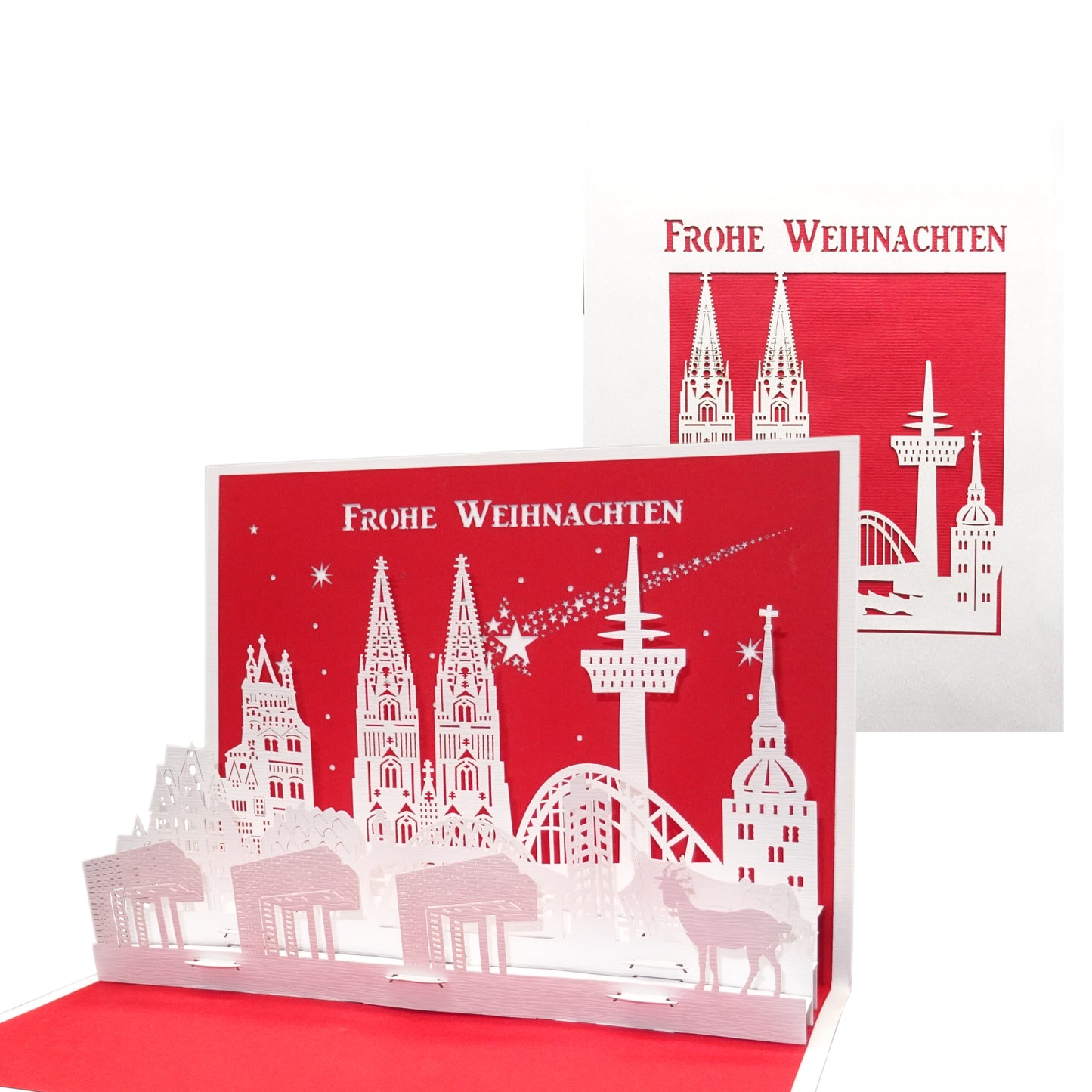 3D Karte "Köln Panorama - Frohe Weihnachten" - Weihnachtskarte mit Umschlag