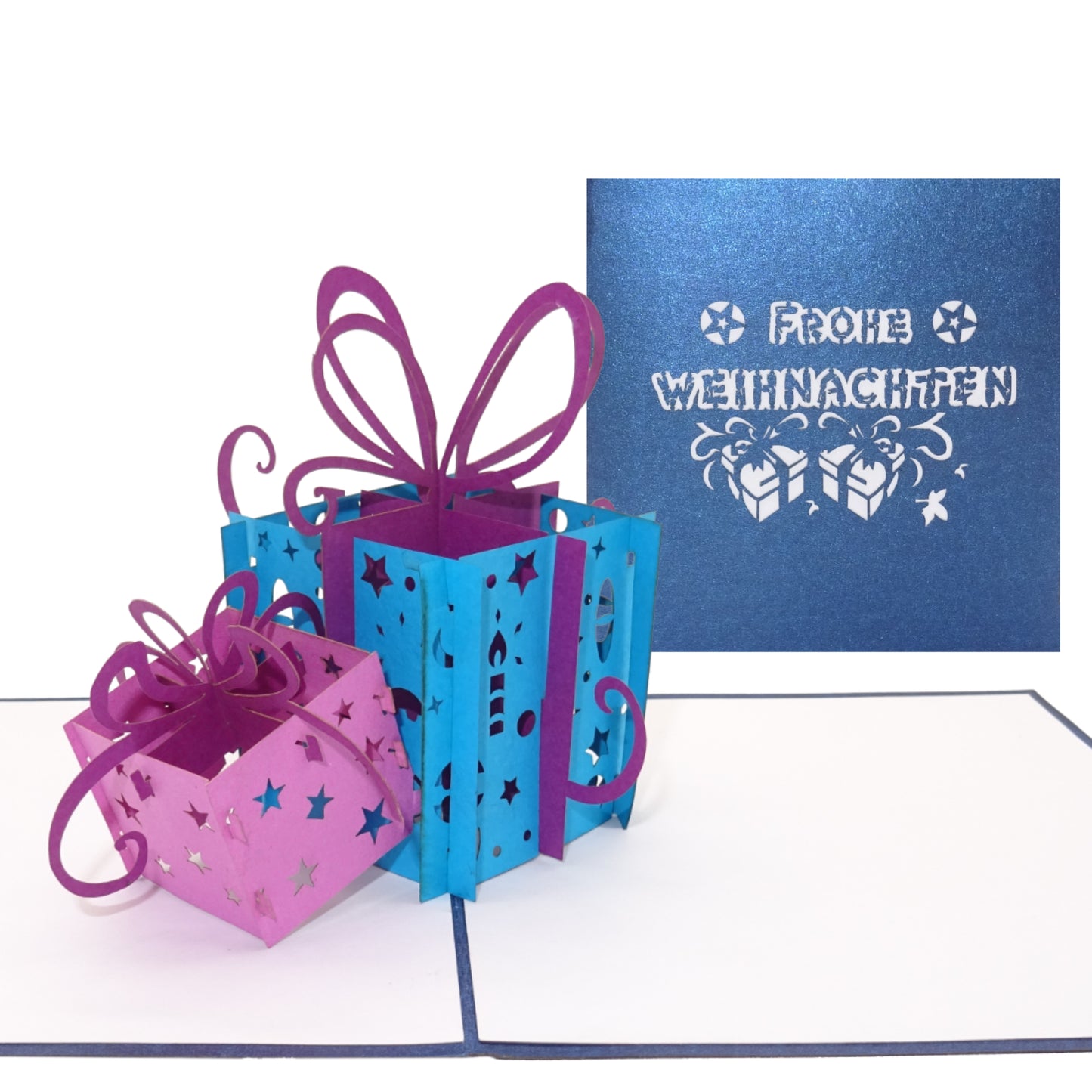 Pop Up Weihnachtskarte "Geschenke" 3D Karte zu Weihnachten, Geldgeschenk