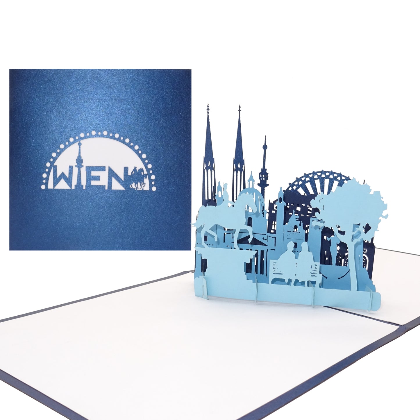 Pop Up Karte „Wien – Panorama“ 3D Grußkarte, Souvenir, Einladung Geschenkidee