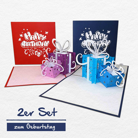 2er Set Geburtstagskarte "Happy Birthday" mit Umschlag