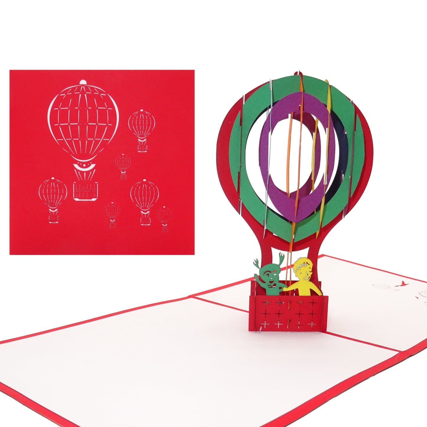 Pop Up Karte "Ballonfahrt" 3D Geburtstagskarte & Heißluftballon Reise Gutschein