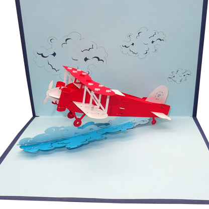 Pop Up Karte "Flugzeug" Geburtstagskarte Pilot - Einladung & Gutschein & Geschenkidee