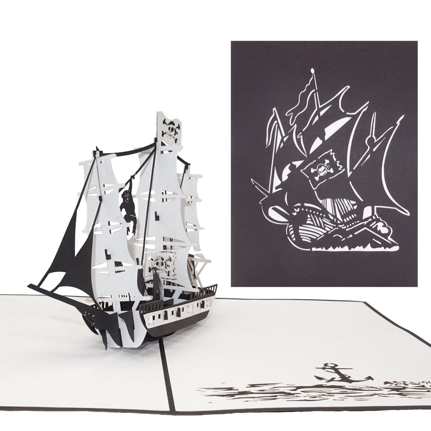Pop Up Karte "Piratenschiff" Piraten Geburtstagskarte, Einladungskarte Kindergeburtstag
