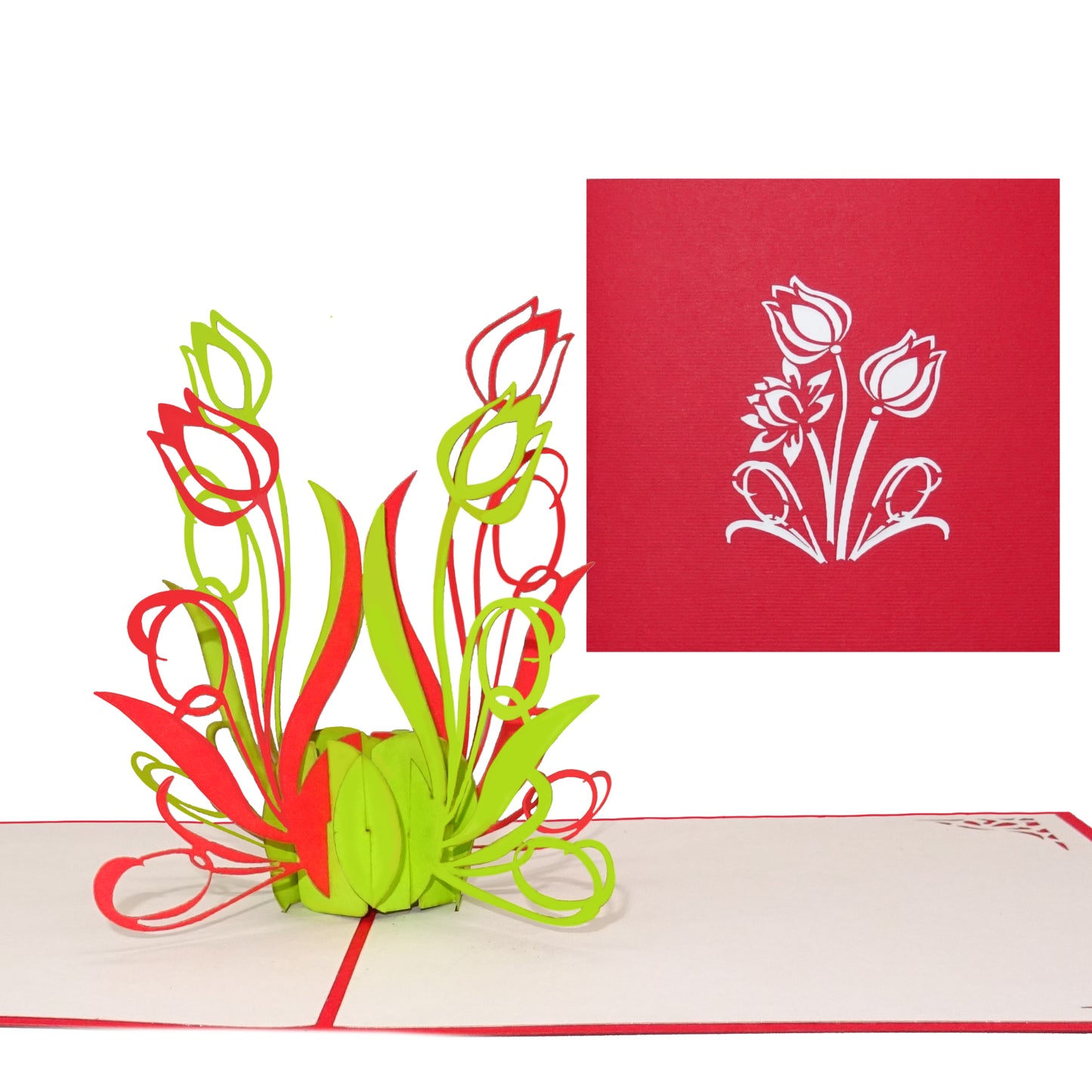 Pop Up Karte "Tulpen" - Dankeschön Karte, Tulpenkarte