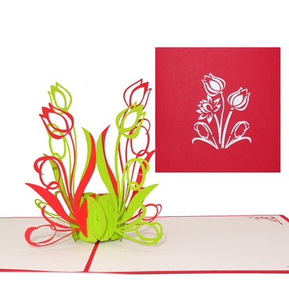 Pop Up Karte "Tulpen" - Dankeschön Karte, Tulpenkarte