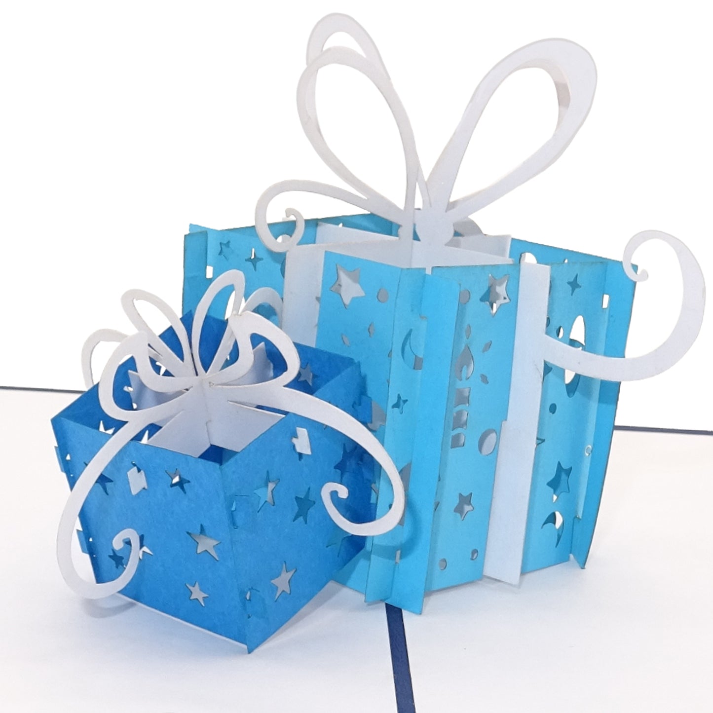 Pop Up Karte "Geschenke - Blau & Weiß" 3D Geburtstagskarte, Glückwunschkarte