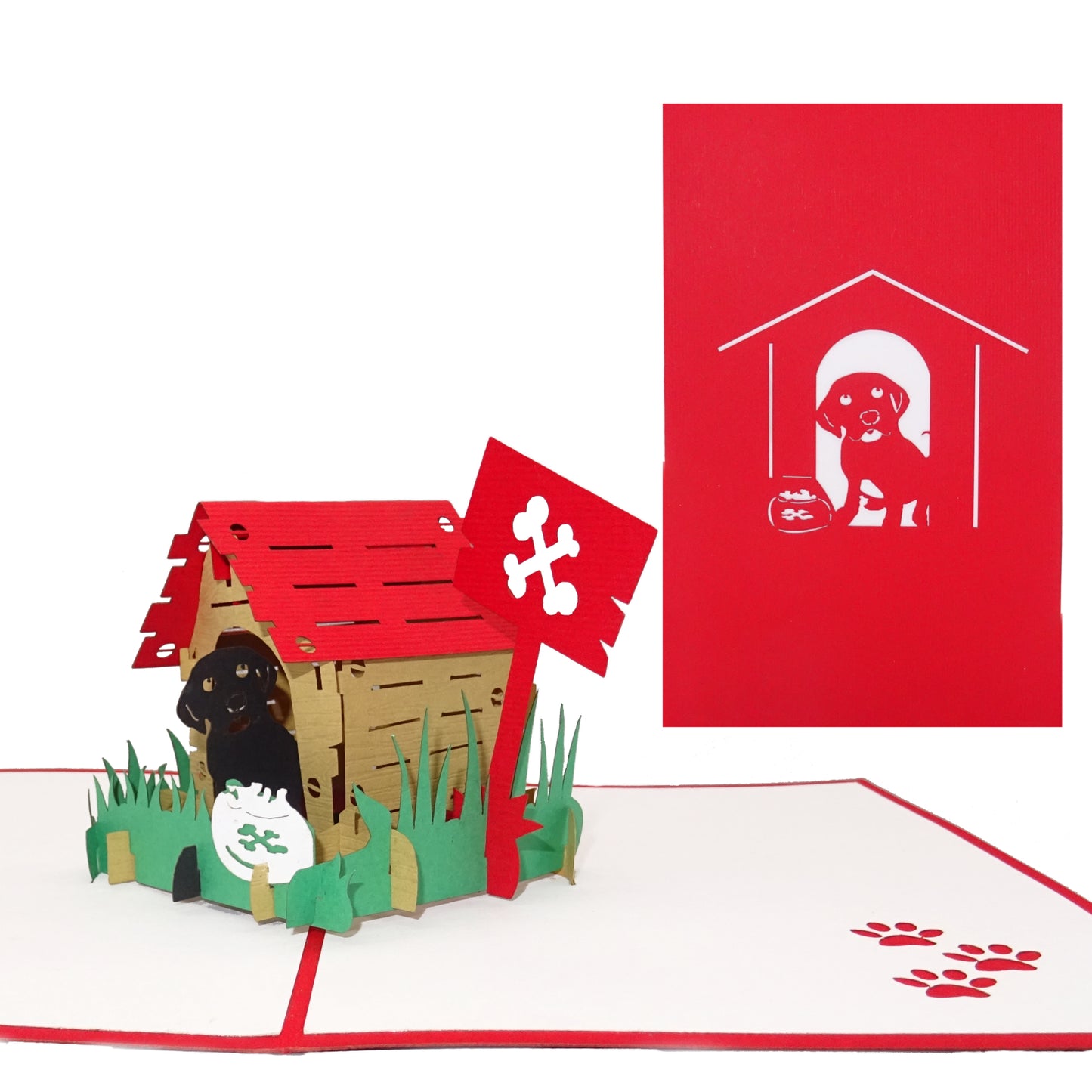 Pop-Up Karte "Hund & Hundehütte" - 3D Geburtstagskarte & Geschenkgutschein Hundeliebhaber