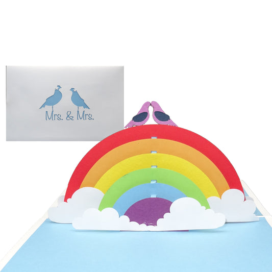 Pop Up Karte “Mrs. & Mrs.“ 3D Hochzeitskarte, Einladung lesbische Hochzeit